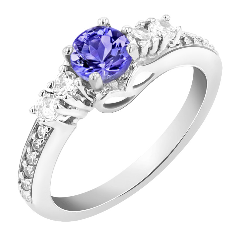 Stříbrný tanzanitový prsten se zirkony Sessa