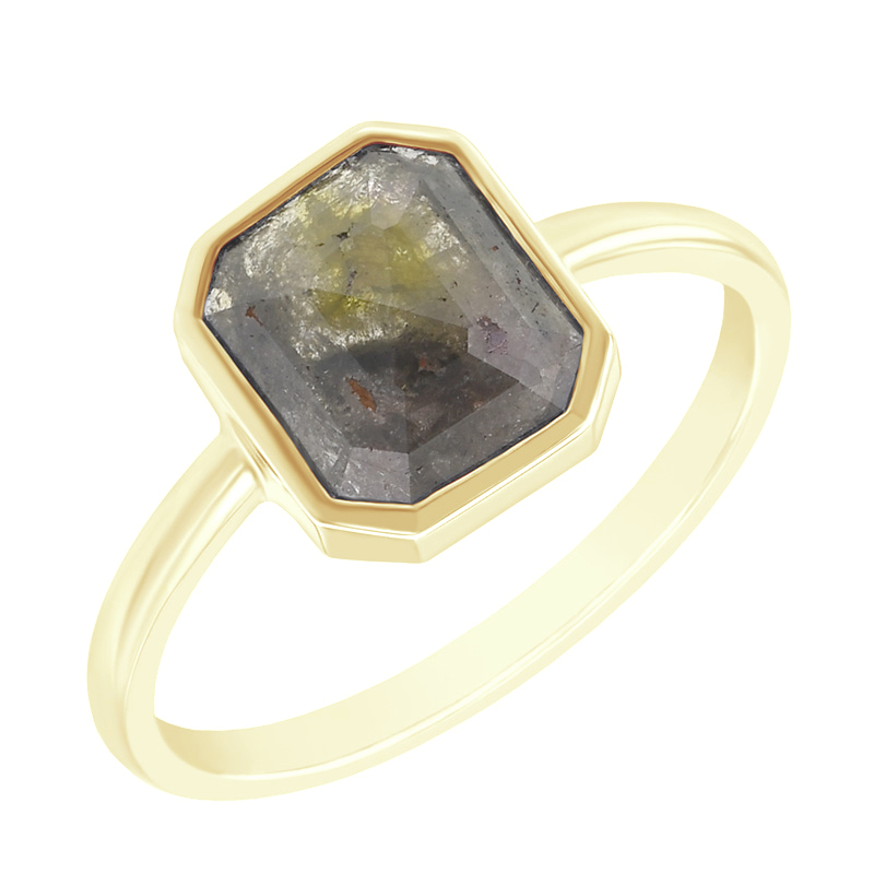 Zlatý prsten s emerald salt'n'pepper diamantem Ofra 97479