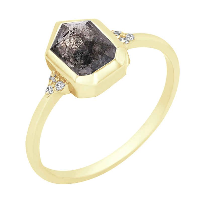 Prsten se salt and pepper diamantem ve tvaru heptagon Shimmel 97509