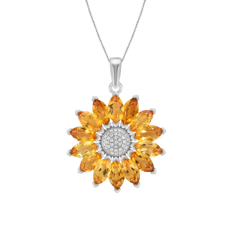 Zlatý náhrdelník ve tvaru slunečnice s citríny 9829