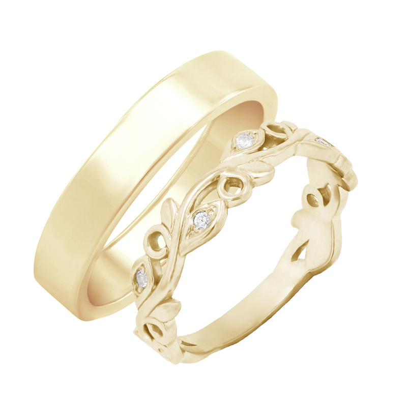 Snubní prsteny s eternity dámským a plochým pánským prstenem Tyrese 98319