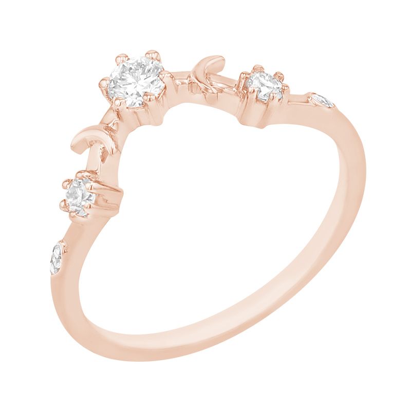 Vykrojený měsíčkový prsten s diamantem a moissanity Kristy 98789
