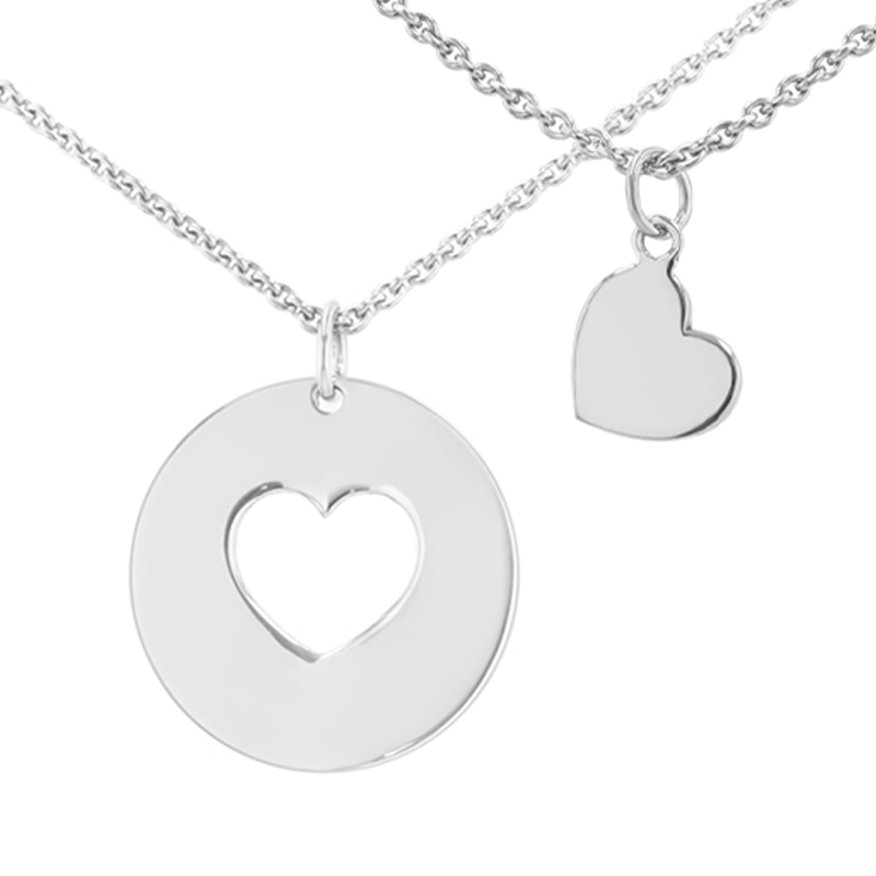 Set stříbrných náhrdelníků ve tvaru srdce pro dva Elly 99559