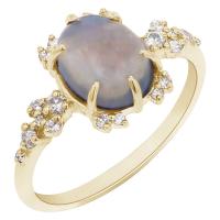 Zlatý zásnubní prsten s opálem a diamanty Zahara
